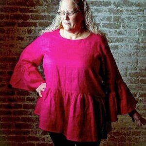 Tunic Plus Size 18W 18W Long 20W 24W 24W Long Ruffled Linen Pink Lightweight